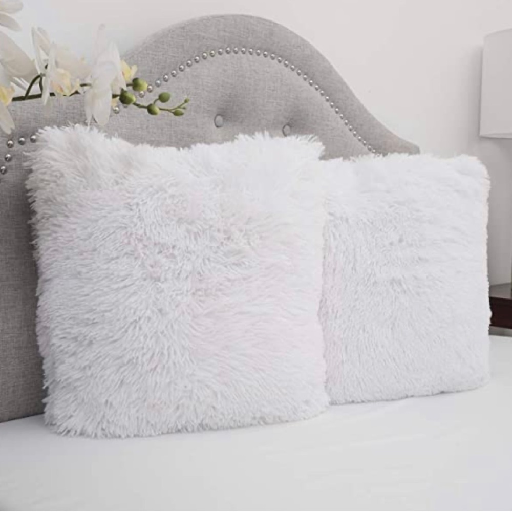 Pillow Faux Fur White New